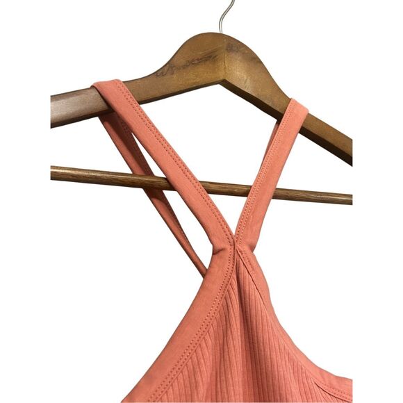 Ribbed Knit Tank Top Halter Cross Back Sleeveless Summer Casual - Picture 3 of 6